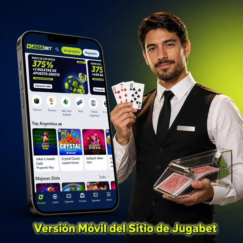 Versión móvil del sitio de Jugabet en smartphone