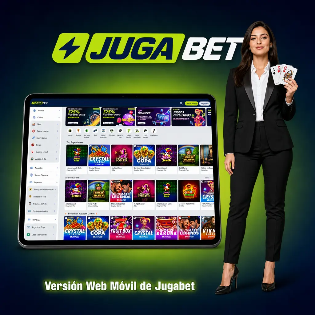 Versión web móvil de Jugabet en smartphone